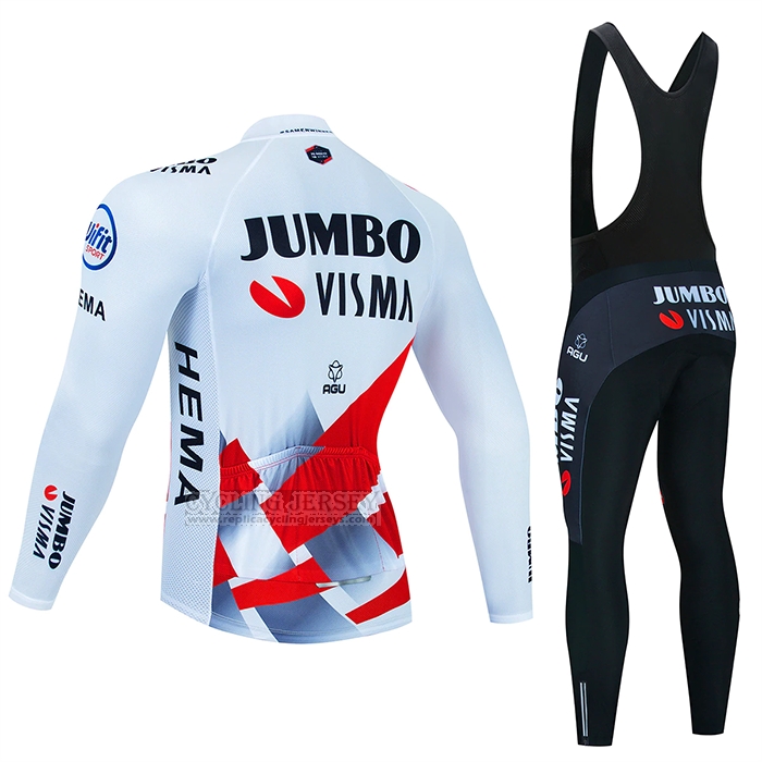 2023 Cycling Jersey Jumbo Visma Red White Long Sleeve and Bib Short